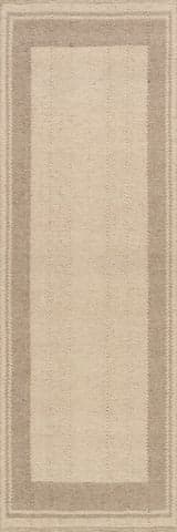 Isolated view of Beige Runner Canon Bordered Wool Rug by Nate Berkus, showcasing its design
