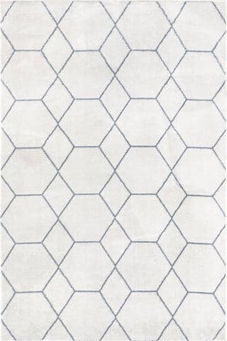 Isolated view of Blue Rectangle Jacqueline Honeycomb Trellis Rug, showcasing its design