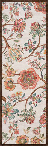 Isolated view of Multicolor Runner Amaia Floral Washable Rug, showcasing its design