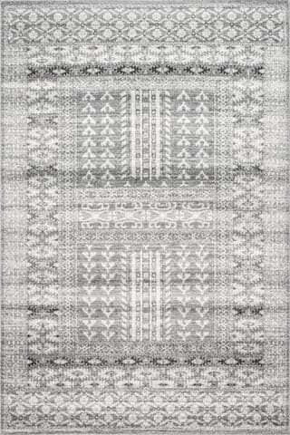 Isolated view of Grey Rectangle Grecian Frieze Rug, showcasing its design