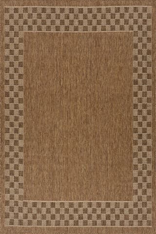 Isolated view of Brown Rectangle Zyrah Modern Checkered Indoor/Outdoor Rug, showcasing its design