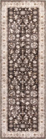 Isolated view of Brown Runner Dayflower Vintage Washable Rug, showcasing its design