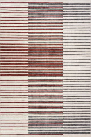 Isolated view of Rust Rectangle Mauzi Modern Striped Washable Rug, showcasing its design