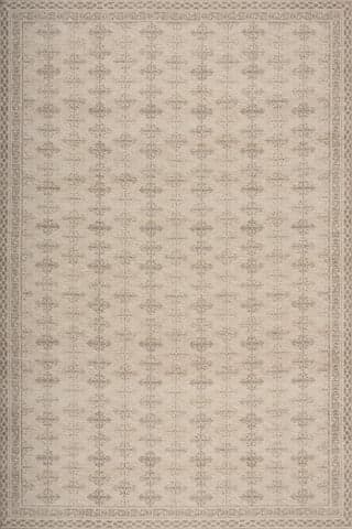 Isolated view of Ivory Rectangle Zayna Traditional Bordered Indoor Washable Rug, showcasing its design