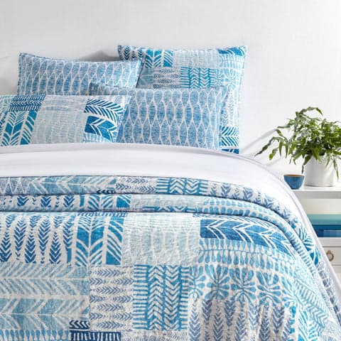 Block Print Patchwork Coverlet | Blue