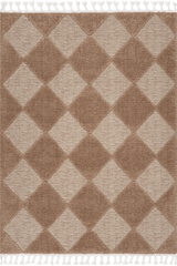 Isolated view of Tan Runner Aylin Diamond Tasseled Rug, showcasing its design