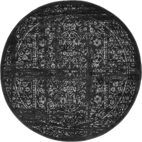 Isolated view of Black Square Ring Around The Rosette Rug, showcasing its design