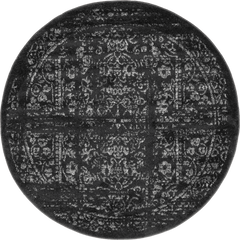 Isolated view of Black Square Ring Around The Rosette Rug, showcasing its design