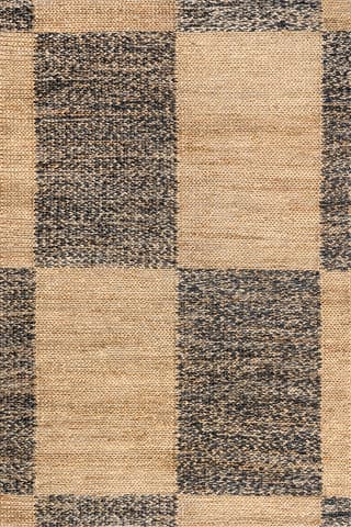 Isolated view of Natural Rectangle Sari Oversize Checkered Jute Rug, showcasing its design