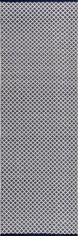Isolated view of Navy Runner Trellis Handwoven Indoor/Outdoor Rug, showcasing its design