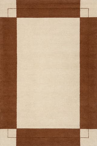 Isolated view of Brick Runner Caligo Mid Century Modern Bordered Rug, showcasing its design