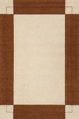 Isolated view of Brick Runner Caligo Mid Century Modern Bordered Rug, showcasing its design