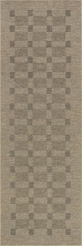 Isolated view of Brown Runner Walker Checkered Washable Rug by Nate Berkus, showcasing its design