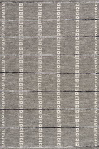 Isolated view of Grey Rectangle Morgan Geometric Check Wool and Cotton Rug, showcasing its design