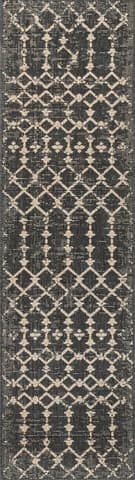 Isolated view of Charcoal Runner Modern Trellis Indoor/Outdoor Rug, showcasing its design