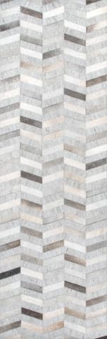 Isolated view of Silver Runner Cowhide Herringbone Rug, showcasing its design