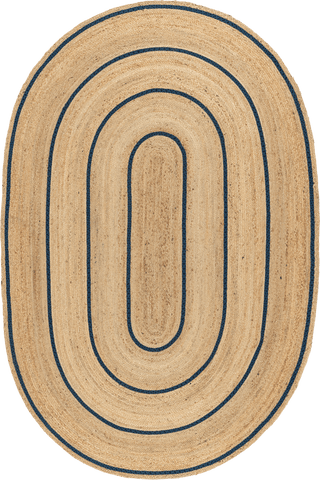 Isolated view of Navy Runner Ripplewood Oval Jute Rug, showcasing its design