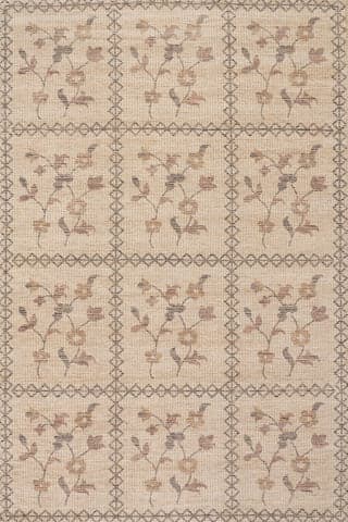 Isolated view of Sand Rectangle Nyme Floral and Paisley Farmhouse Rug, showcasing its design