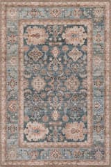 Isolated view of Blue Rectangle Liora Traditional Washable Rug, showcasing its design