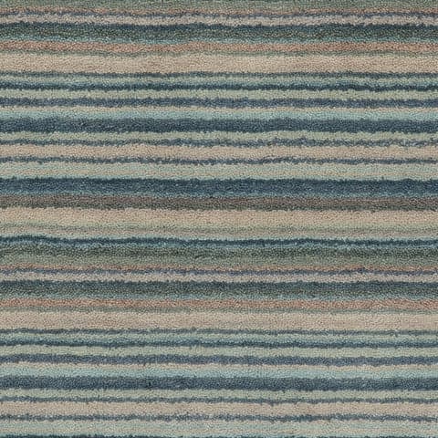 Brindle Stripe Hand Loom Knotted Wool Rug Swatch | Blue