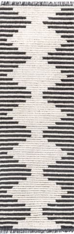 Isolated view of Beige Runner Diamond Pinstripes Tasseled Rug, showcasing its design