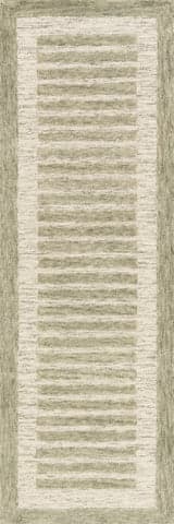 Isolated view of Sage Green Runner Caly Modern Bordered Wool Rug, showcasing its design