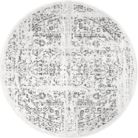Isolated view of Grey Round Ring Around The Rosette Rug, showcasing its design