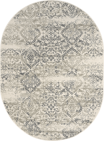 Isolated view of Grey Oval Withered Floral Rug, showcasing its design