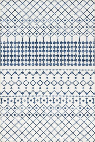 Isolated view of Blue Rectangle Moroccan Trellis Washable Rug, showcasing its design
