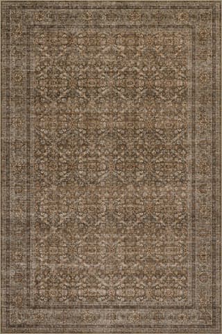 Isolated view of Brown Rectangle Bise Traditional Floral Rug, showcasing its design