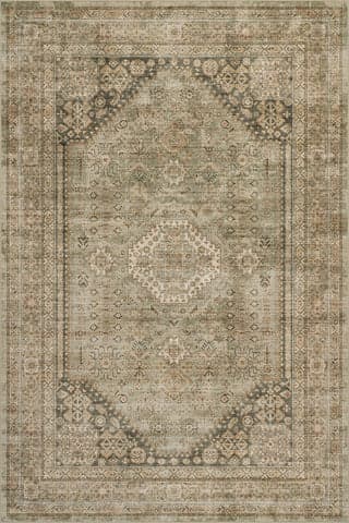 Isolated view of Beige Rectangle Hanesey Meallion Traditional Rug, showcasing its design