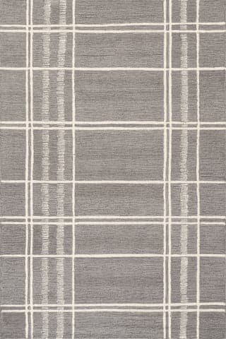 Isolated view of Dark Grey Rectangle Nesta Plaid Wool Rug, showcasing its design
