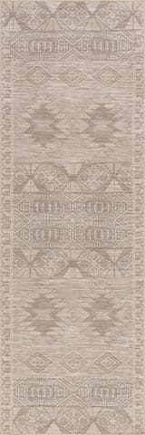 Isolated view of Beige Runner Elin Geometric Washable Rug, showcasing its design