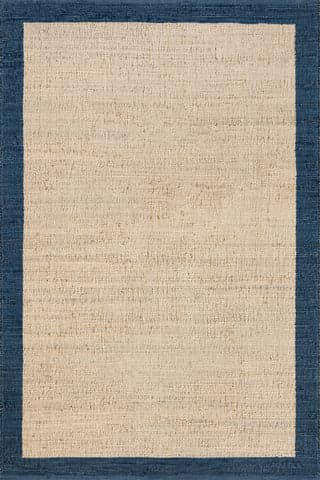 Isolated view of Blue Rectangle Suellen Bordered Handwoven Jute-Blend Rug, showcasing its design