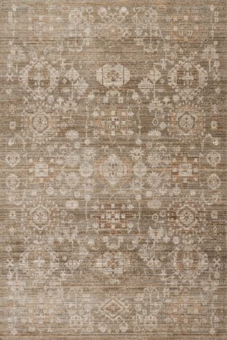 Isolated view of Brown Rectangle Zanira Traditional Woven Floral Washable Rug, showcasing its design
