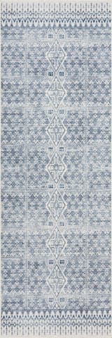 Isolated view of Blue Runner Benica Modern Geometric Washable Rug, showcasing its design