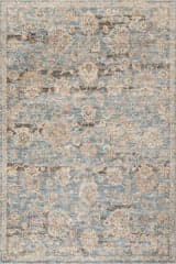 Isolated view of Blue Runner Halima Traditional Vintage Floral Rug, showcasing its design