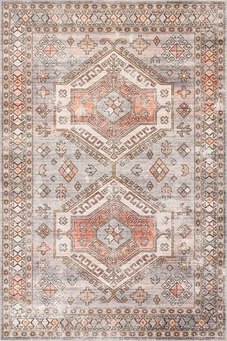 Isolated view of Brick Rectangle Nordic Emblems Spill Proof Washable Rug, showcasing its design