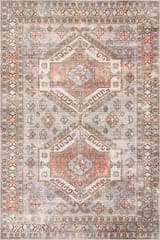 Isolated view of Brick Rectangle Nordic Emblems Spill Proof Washable Rug, showcasing its design