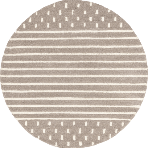Isolated view of Taupe Round Mandia Striped Rug, showcasing its design