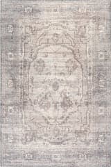 Isolated view of Beige Rectangle Tabby Medallion Rug, showcasing its design