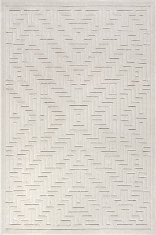 Isolated view of Cream Rectangle Tasha Indoor/Outdoor Geometric Rug, showcasing its design
