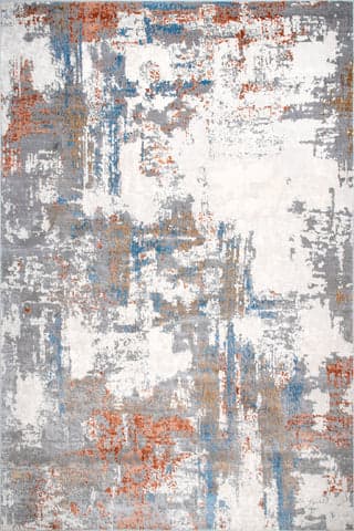 Isolated view of Light Grey Rectangle Vintage Abstract Rug, showcasing its design