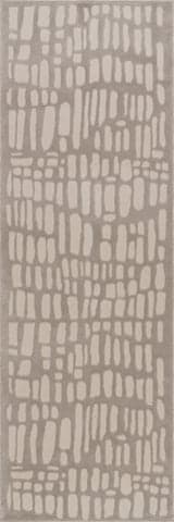 Isolated view of Cream/Grey Runner Summit Plush Textured Washable Rug, showcasing its design