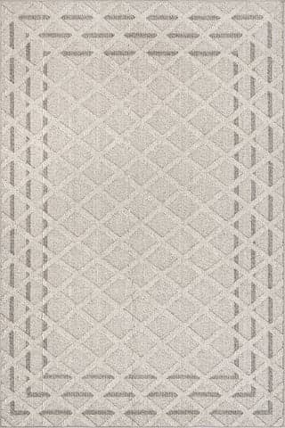 Isolated view of Grey Rectangle Tahavi Trellis Bordered Rug, showcasing its design