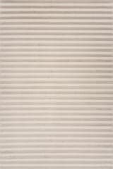 Isolated view of Cream/Grey Rectangle Syra Striped Plush Textured Washable Rug, showcasing its design