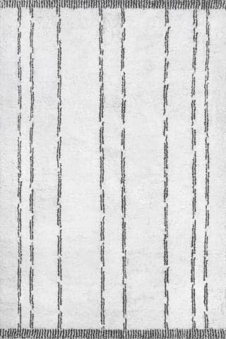 Isolated view of Ivory Rectangle Maureen Casual Striped Rug, showcasing its design