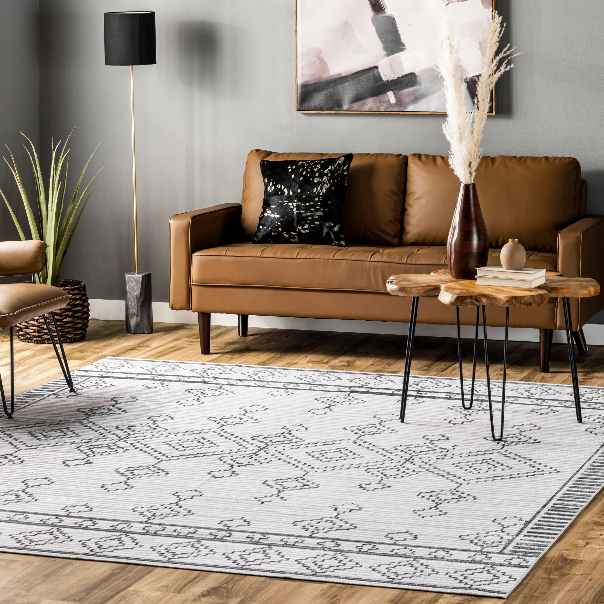 Coraline Washable Diamond Rug | Ivory β Rugs USA