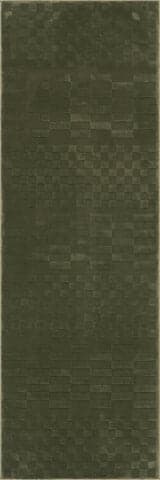 Isolated view of Green Runner Vira Checkered Plush Textured Washable Rug, showcasing its design