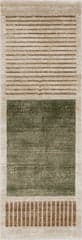Isolated view of Green Runner Anette Block Striped Rug, showcasing its design